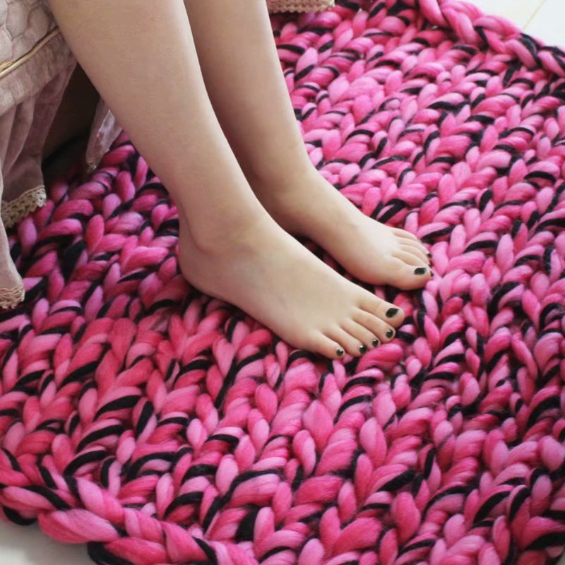 0.1 混纺 毯子手编粗毛毯工艺品