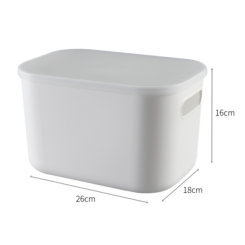 Japanese-Style Pure White Storage Basket Wardrobe Drawer Finishing Box Desktop Cosmetics Storage Box Covered Stationery Box