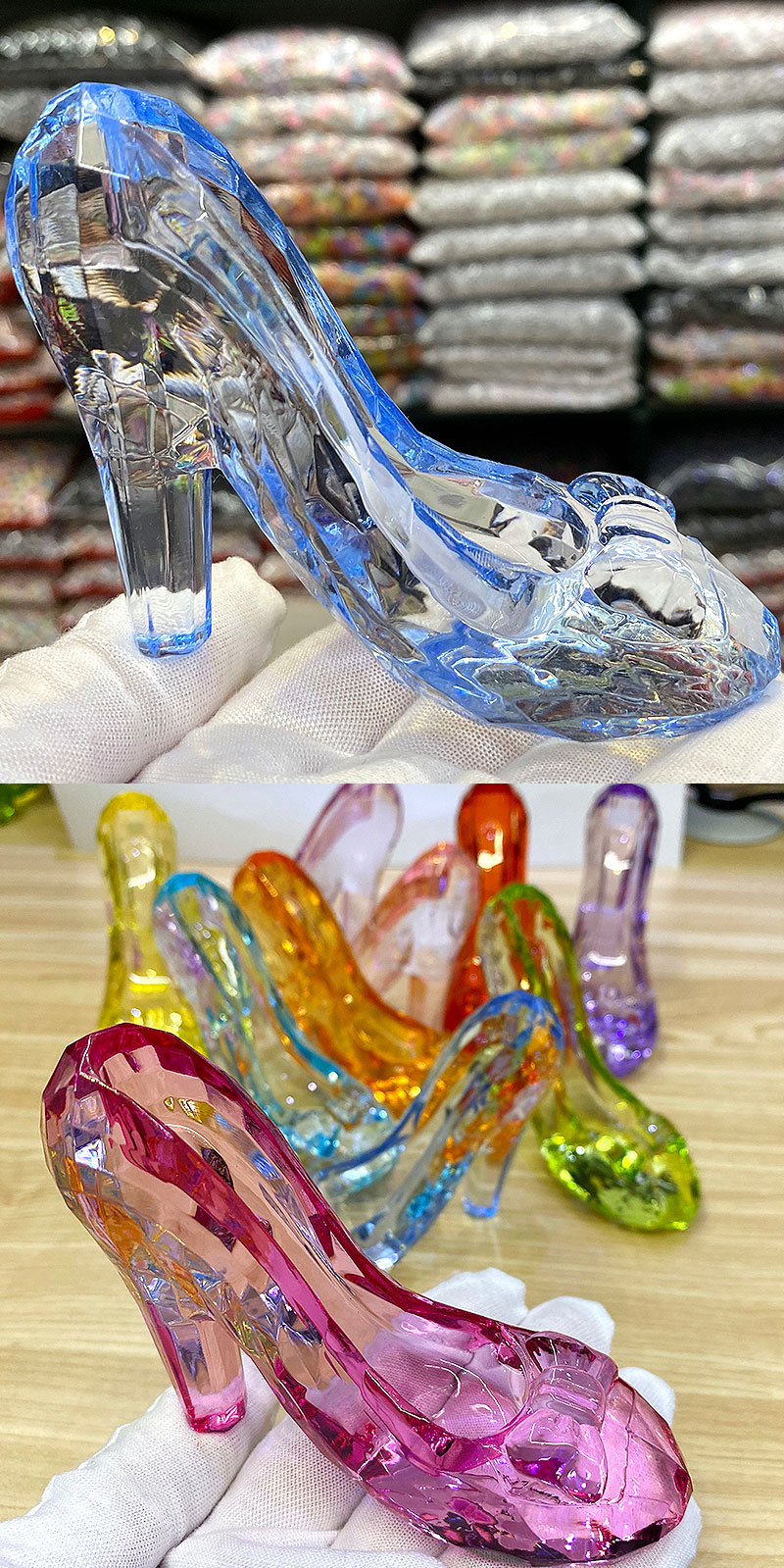 儿童大号仿水晶亚克力七彩宝石玩具大高跟鞋公主过家家游乐场摆件