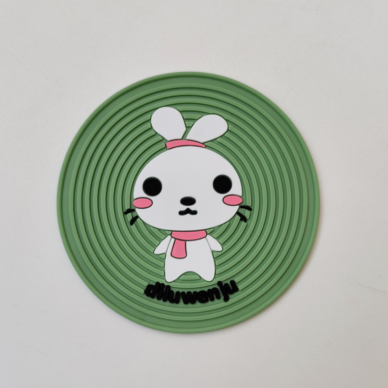 厂家定制生产pvc软胶杯垫 3d滴胶小兔杯垫 卡通动物隔热餐垫批发