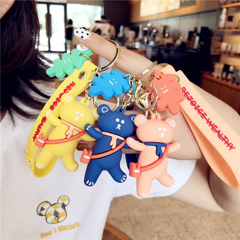 韩国超火呼啦圈小熊公仔钥匙挂件可爱软胶玩偶钥匙扣包挂饰品礼物