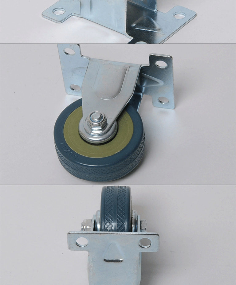 冰柜货架定向脚轮3寸灰胶轮 pvc固定工业耐磨固定轮车轮 跨境工厂