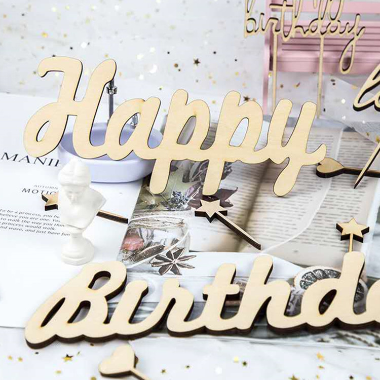 ins木制小孩一周岁生日快乐happy birthday字母数字装饰贴牌