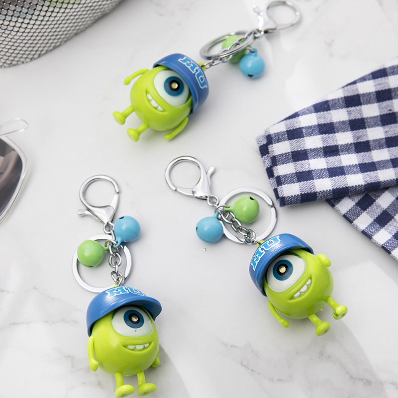 Hole Shoes Accessories Cartoon Cute Monster Wearing Hat Big Eyes Led Sound Luminous Keychain Creative Gift