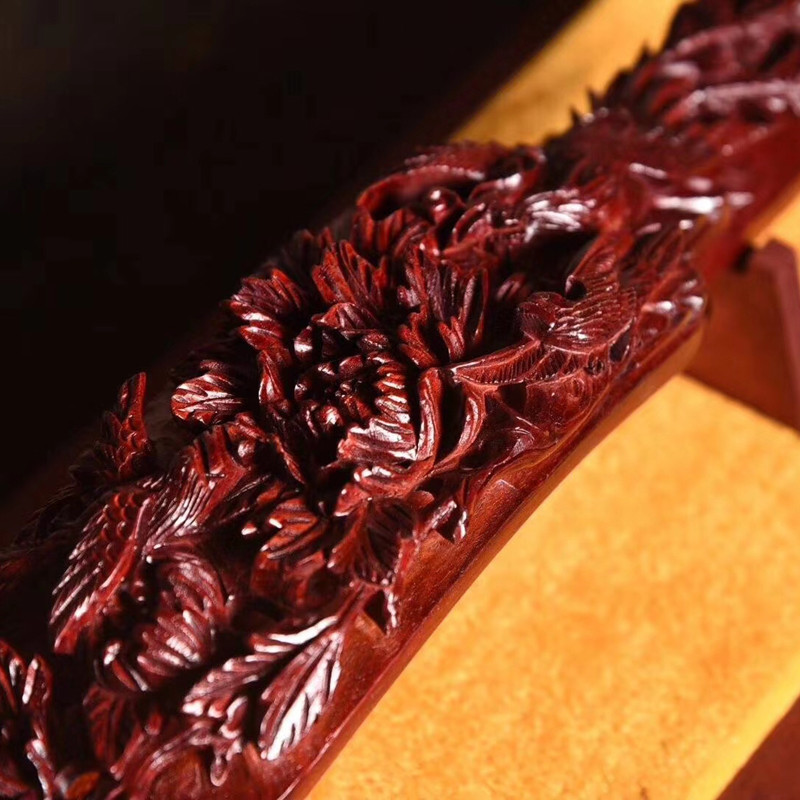 赞比亚血檀木雕如意木制如意礼品九龙如意红木工艺品家居摆件