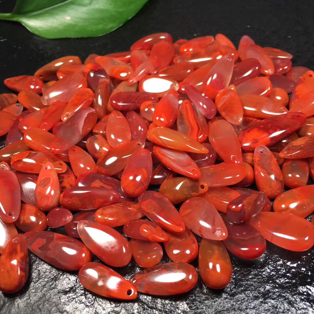 可塘川料南红玛瑙卡子 干净无瑕疵颜色红润 diy文玩配饰 厂家直销