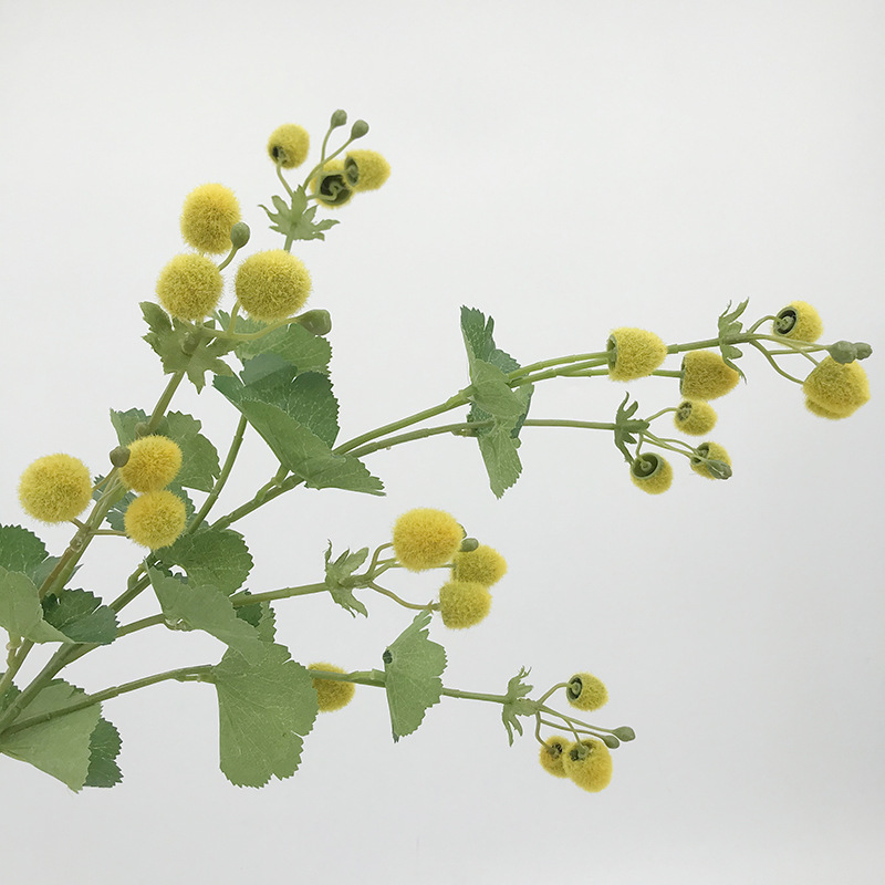 仿真绿植美式黄色绒球果客厅样板间插花装饰摆放假花拍摄手扎搭配