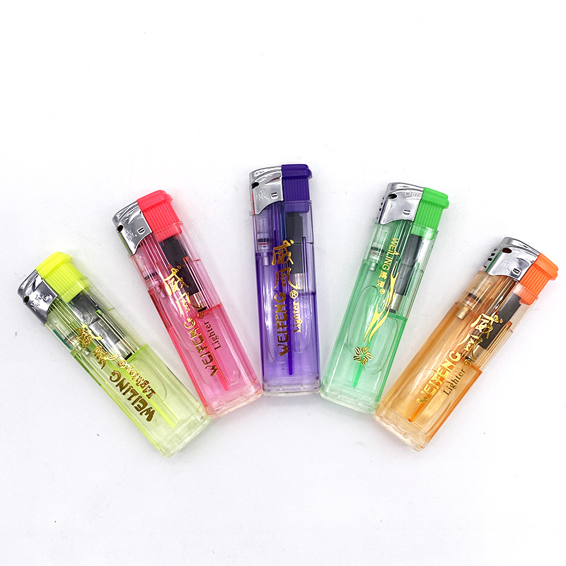 亨正火机批发 方形五色透明一次性优质明火塑料打火机 广告定制