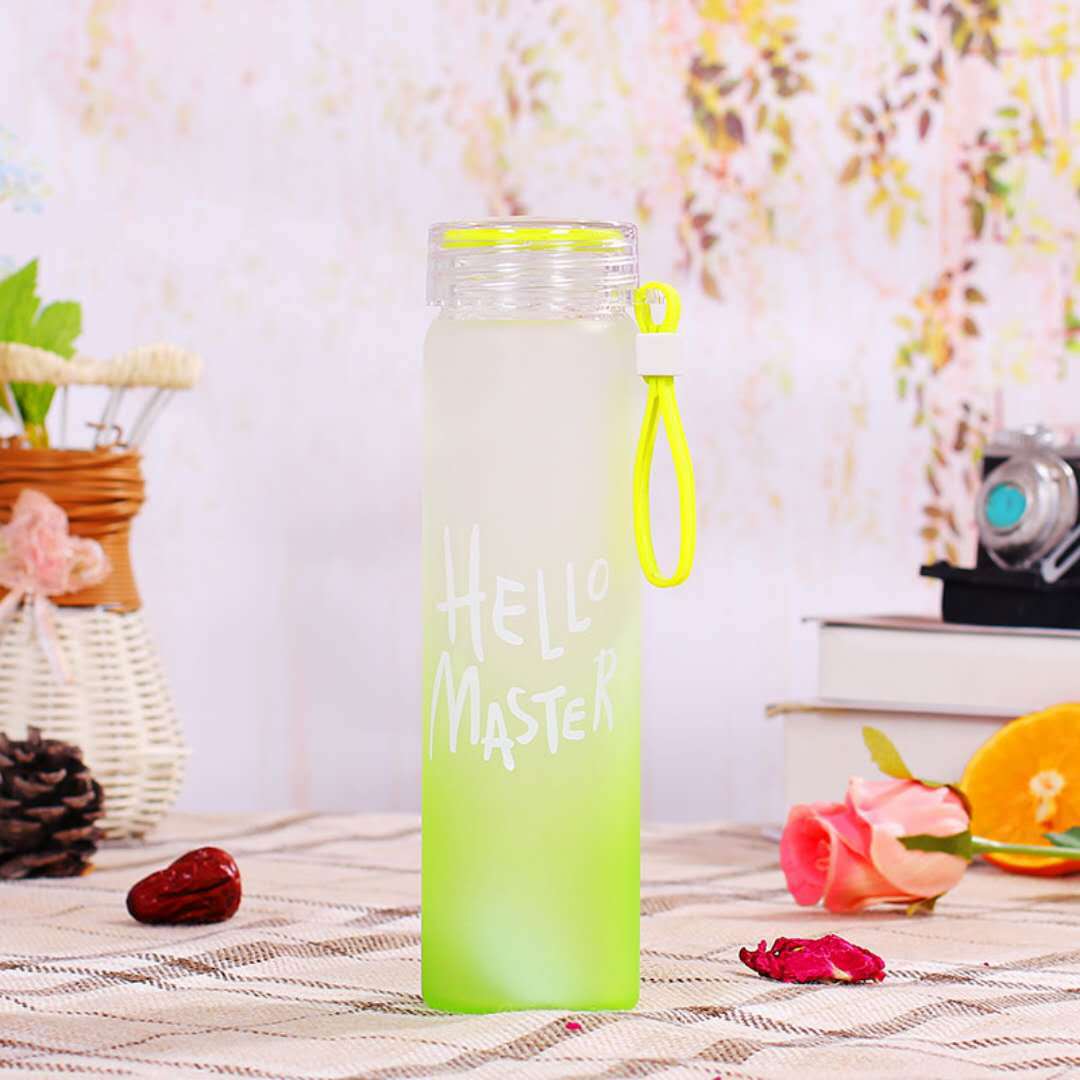 In Stock Water Cup Colorful Transparent Glass Printing Portable Handy Cup Creative Frost Water Cup Student Advertising Cup
