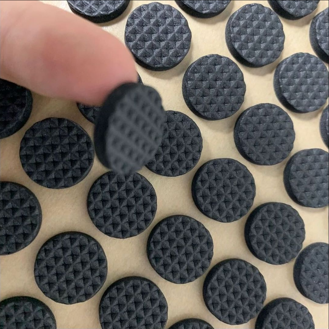供应橡胶垫 防滑橡胶垫片 自粘橡胶脚垫 黑色网格防滑橡胶垫圈