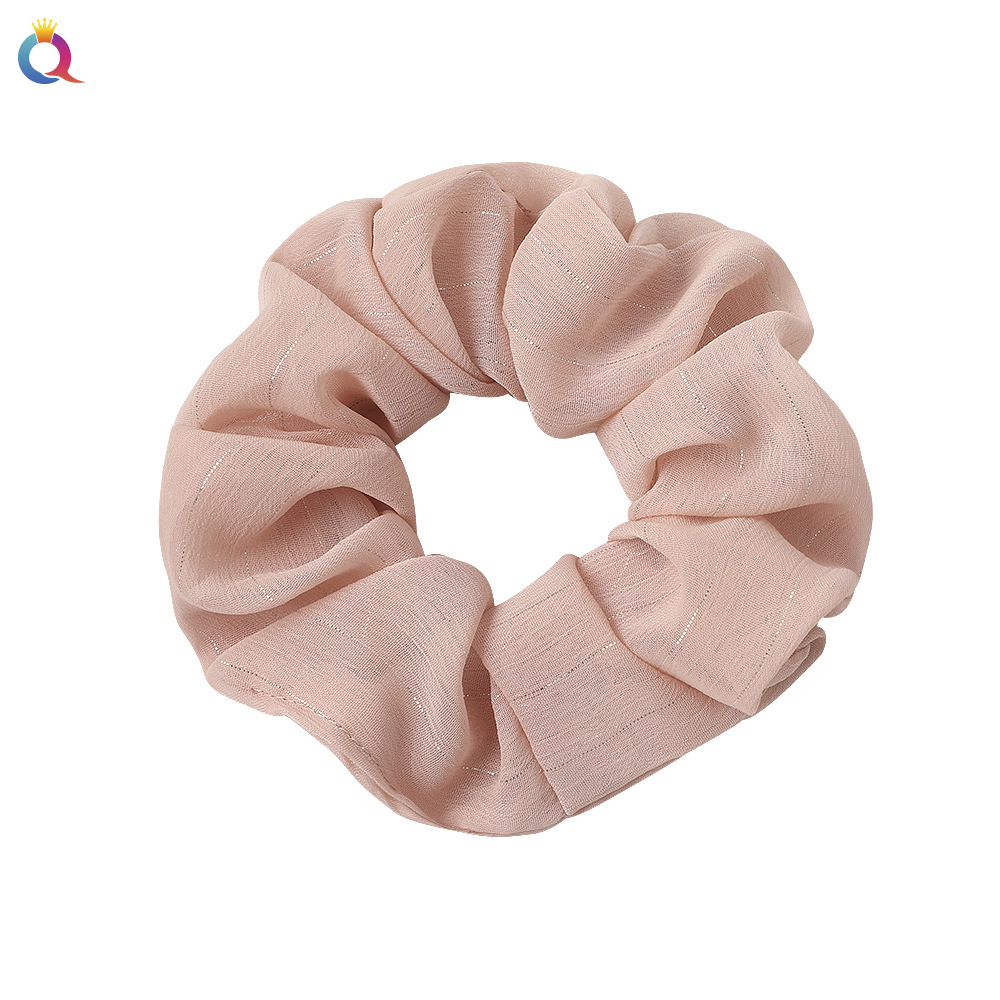 奇阅跨境欧美雪纺银丝大肠发圈时尚韩国网红布艺马尾大肠圈