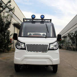 新款福聚三开门全封闭电动四轮车 老年代步电瓶车 接送孩子休闲车