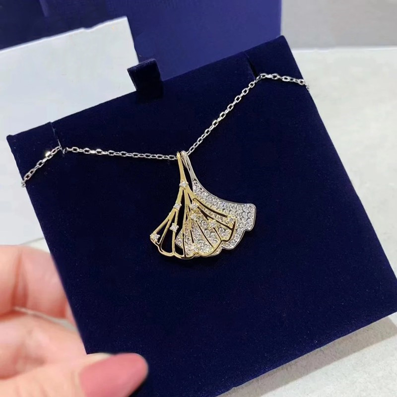 【新品】施家1:1个性清新双色银杏叶镂空项链 浪漫银杏叶造型项链