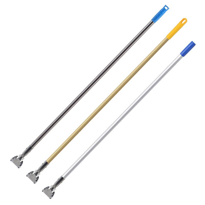 升趣加厚不锈钢拖把杆子1.5mm夹头尘推杆加长墩布杆铝合金条纹杆
