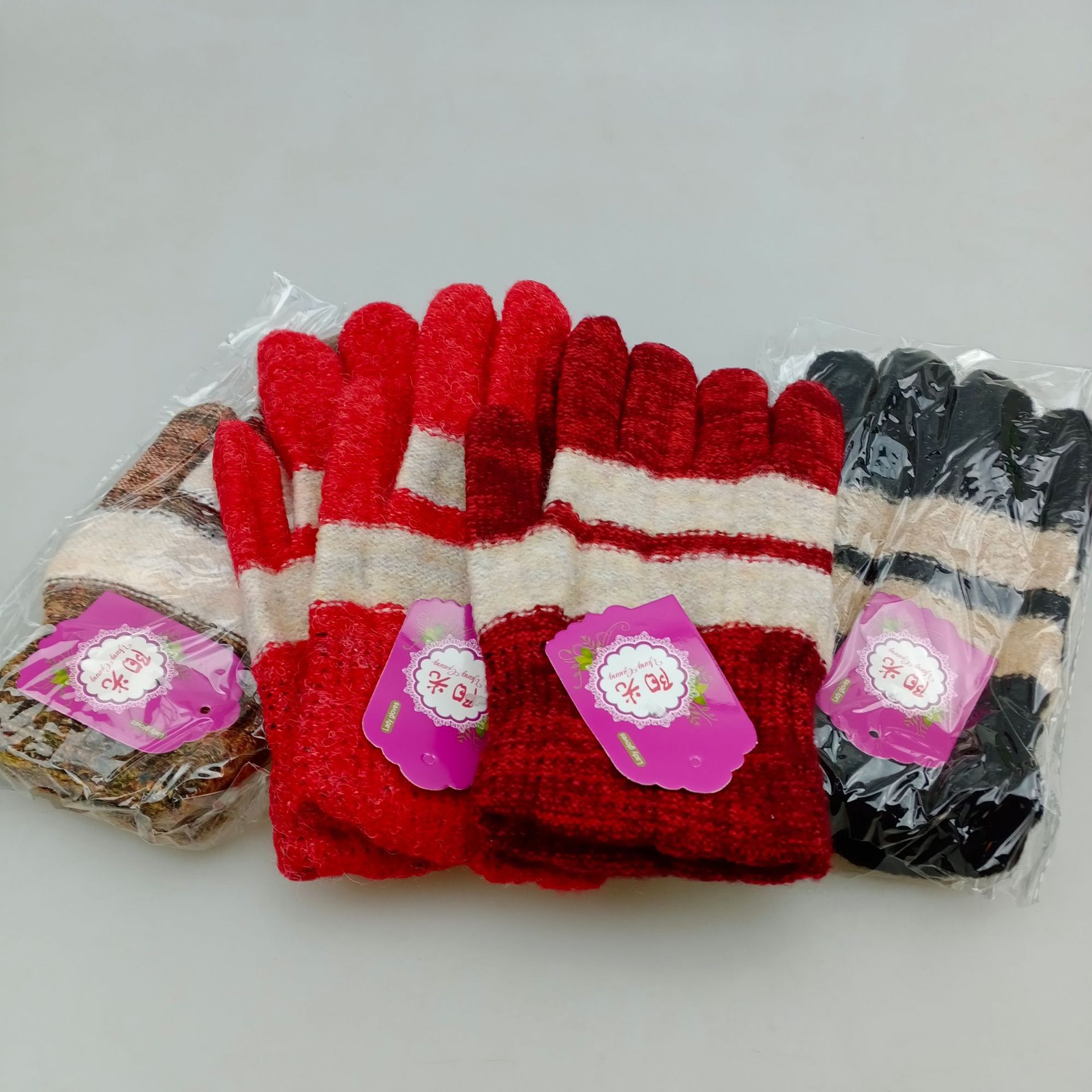 2元批发 新款 女冬季加厚 保暖手套 棉手套 全指手套 多图案