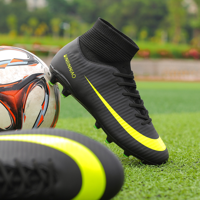 休闲外贸高帮碎钉足球鞋soccer人造草皮足球鞋boots足球靴速卖通