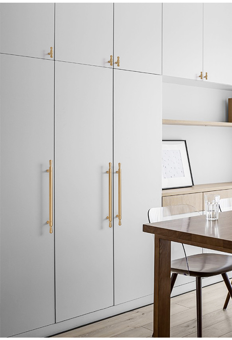 北欧现代简约纯铜拉手衣柜门橱柜门把手抽屉单孔把手全屋定制黄铜