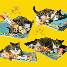 宠物猫咪用品新款猫草猫薄荷猫玩具帆布响纸薄荷鱼玩具长条抱枕