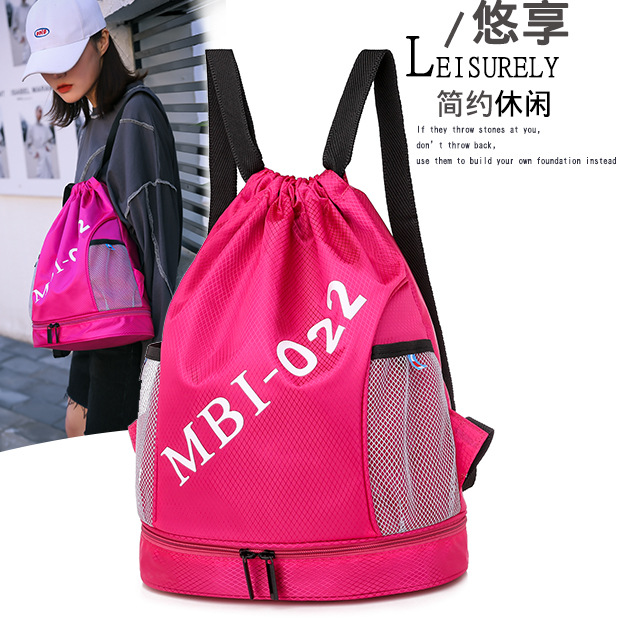 Swim Bag Dry Wet Separation Swimsuit Drawstring Bag Waterproof Drawstring Buggy Bag Shoulder Basketball Bag Gym Bag Portable