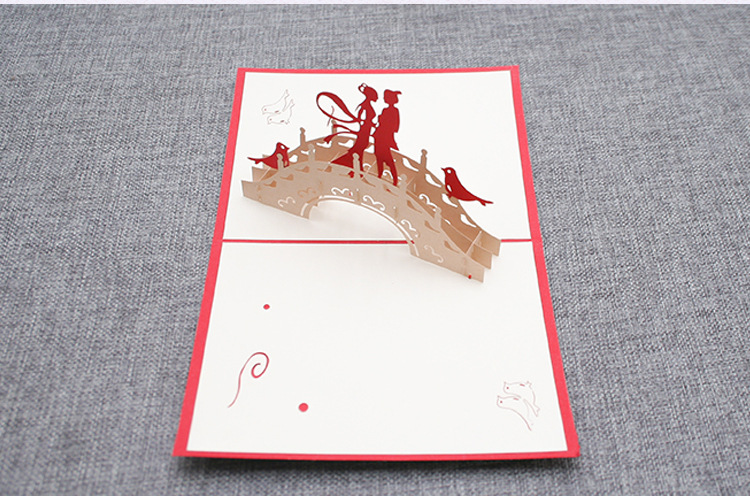 创意七夕情人节立体贺卡牛郎织女雀桥相会卡片3d祝福卡定制