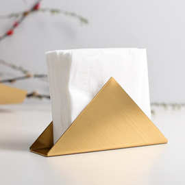 北欧酒店餐桌纸巾架立式三角形纸巾盒酒吧纸巾夹金色餐巾架抽纸座