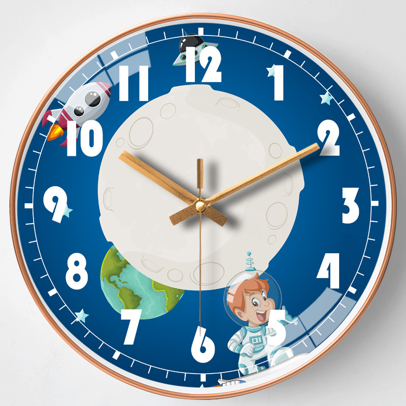 10寸和12寸挂钟宇宙太空宇航时空主题钟家用静音时钟可一件代发