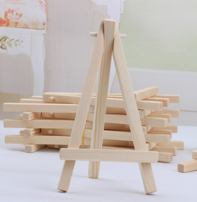 儿童折叠实木质小画架迷你木制桌面照片名信片手机小木架三角支架