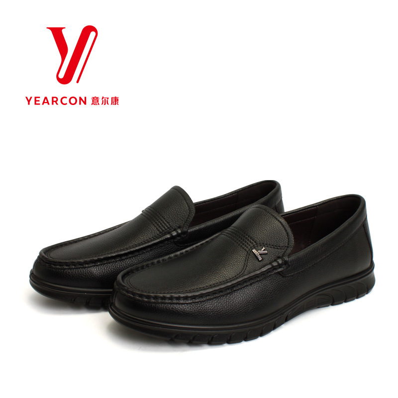 意尔康2020春季新款牛皮男单鞋y242aa60513a平跟套脚豆豆鞋