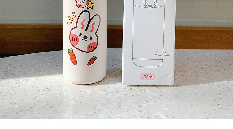 可爱保温杯时尚ins学生成人情侣豌豆杯少女便携弹盖车载随手水杯