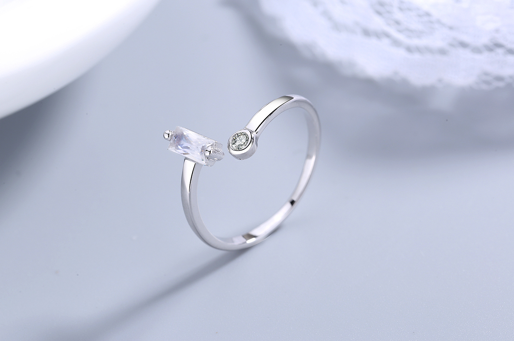 s925纯银 几何造型设计个性时尚开口戒指 潮流银首饰 厂家批发