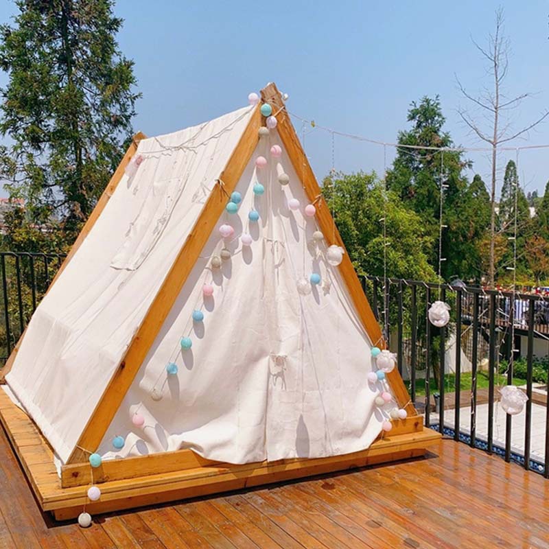 户外小木屋网红民宿火锅室内帐篷三角星空野餐帐篷木质活动棚创意