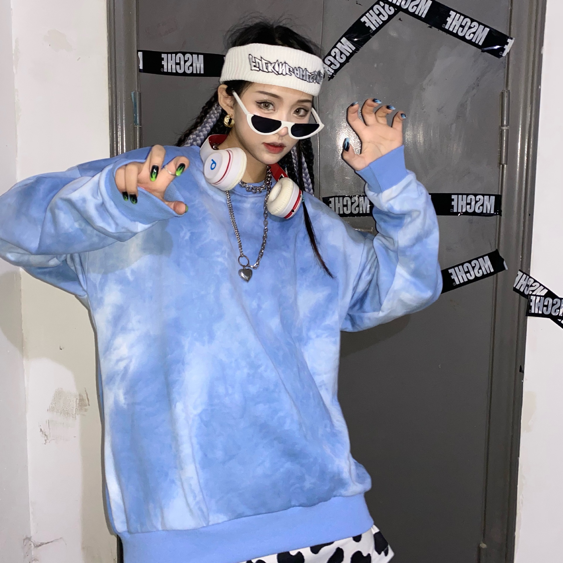 卫衣新款女2020年秋冬韩版ins原宿风扎染宽松长袖套头加厚外套潮