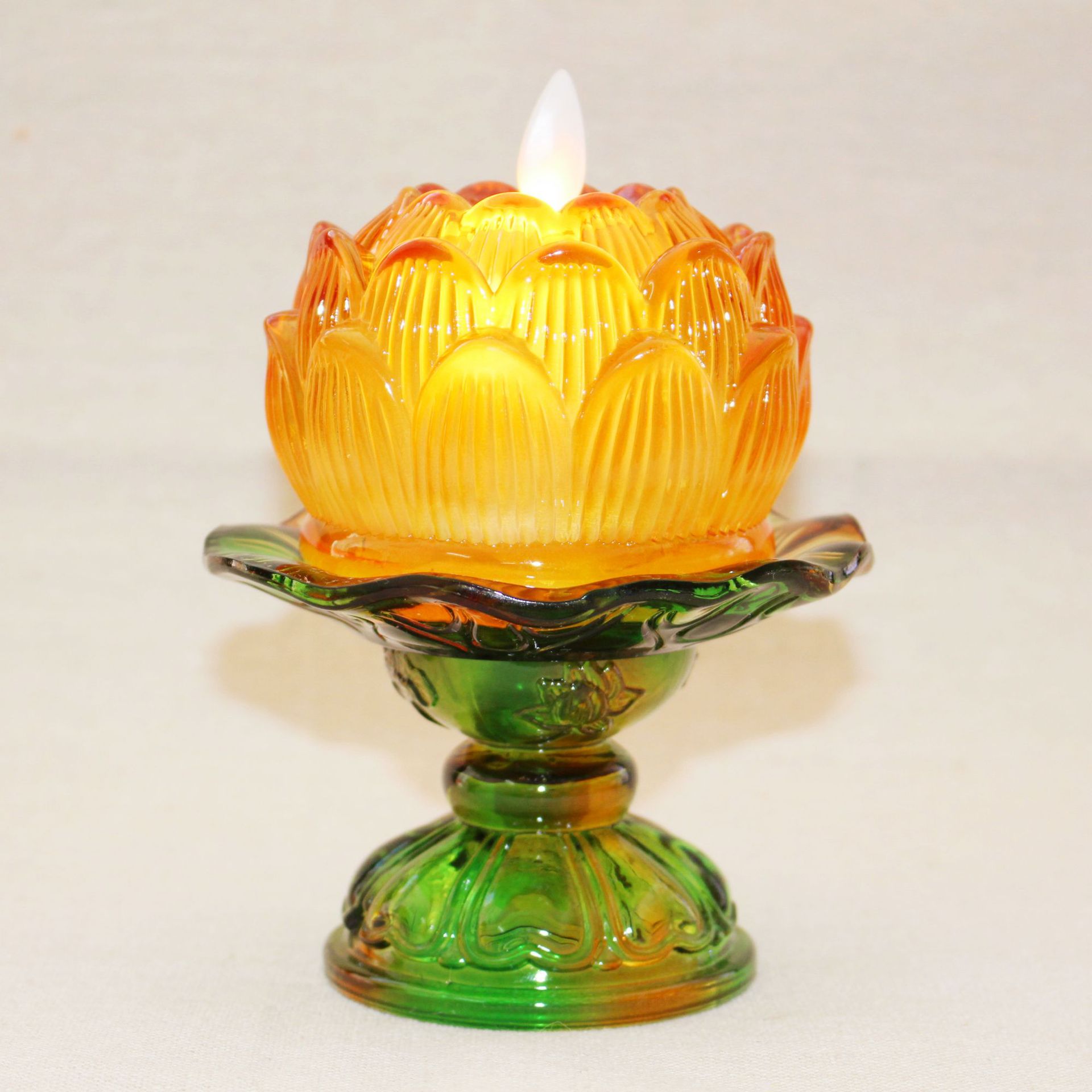 七彩莲花飘飘烛 仿真摇摆蜡烛灯 佛堂寺庙七彩供灯琉璃电池长明灯