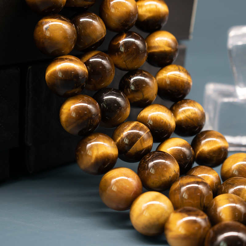 厂家批发紫虎石石珠 虎眼石散珠 圆形紫色虎眼石散珠手链串珠材料