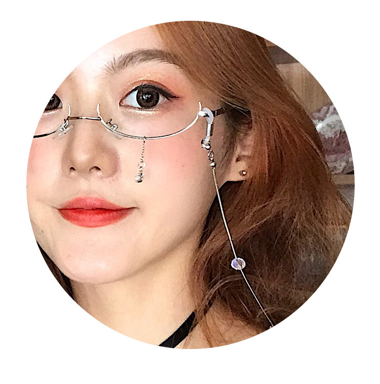 下半框眼镜抖音同款水滴无镜片女带链条吊坠装饰平光镜眼镜架