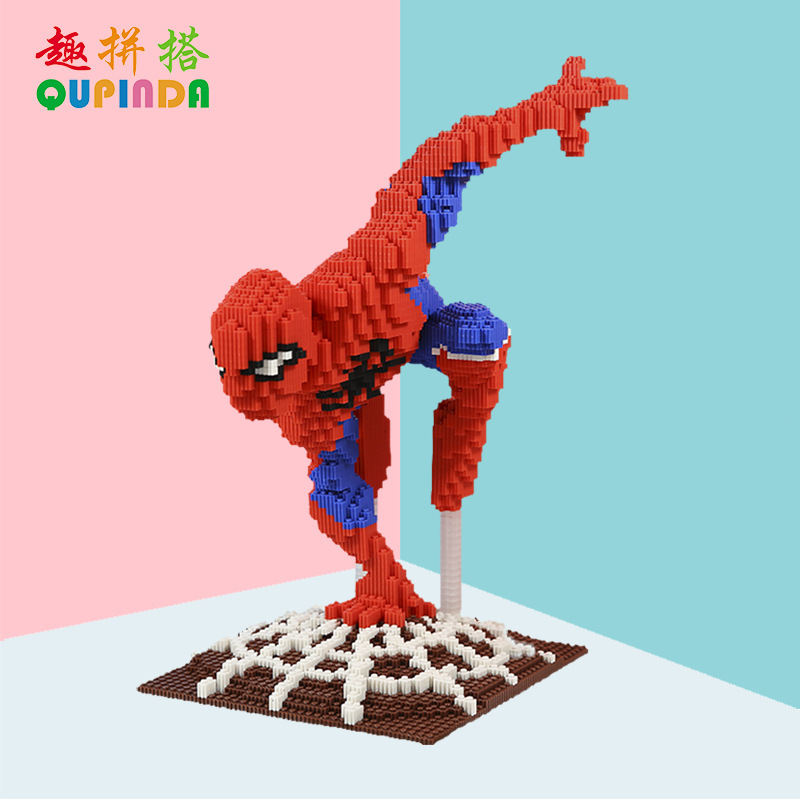 兼容乐高漫威系列复仇者联盟蜘蛛侠玩具成人减压小颗粒拼装积木
