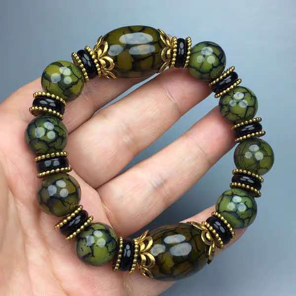 民族风藏饰缠丝冰花老玛瑙玉髓手串手链手饰品 民族风男女款