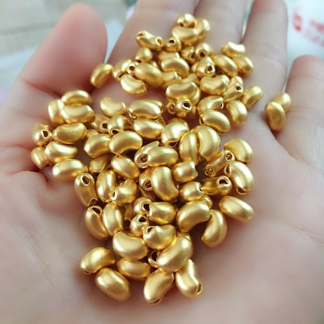 3d硬金足金999相思豆项链红豆红绳手串情侣链硬足金纯黄金转运珠