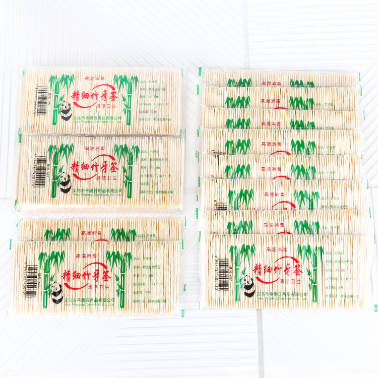 Household Double-Headed Bamboo Toothpick Factory Wholesale Disposable Bag Fruit Toothpick Hotel Restaurant Ding Room Bag Toothpick