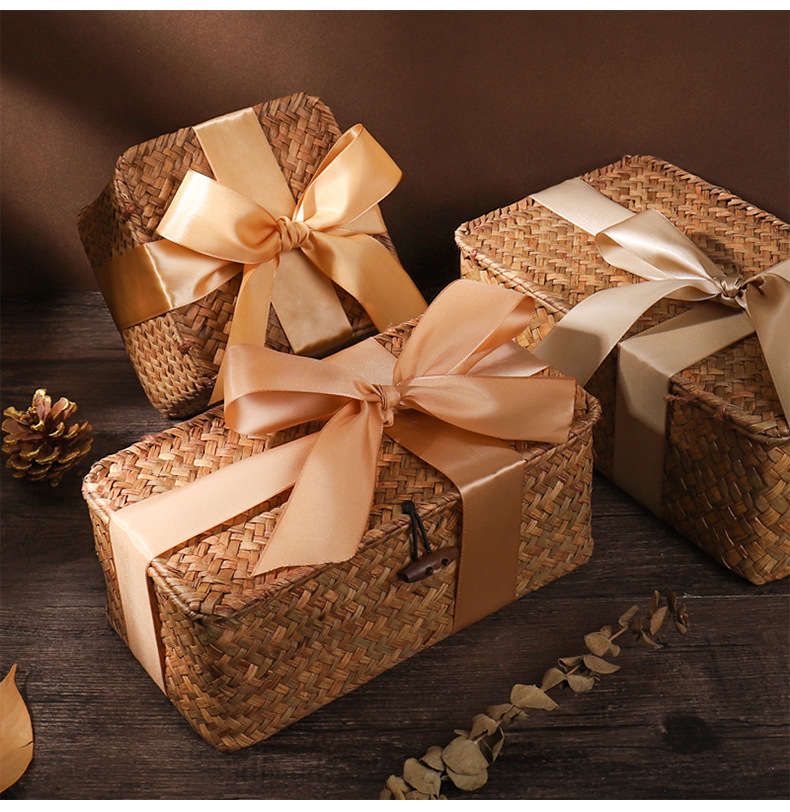 创意竹编礼品盒精美小号伴手礼盒生日精致包装盒月饼礼物盒子