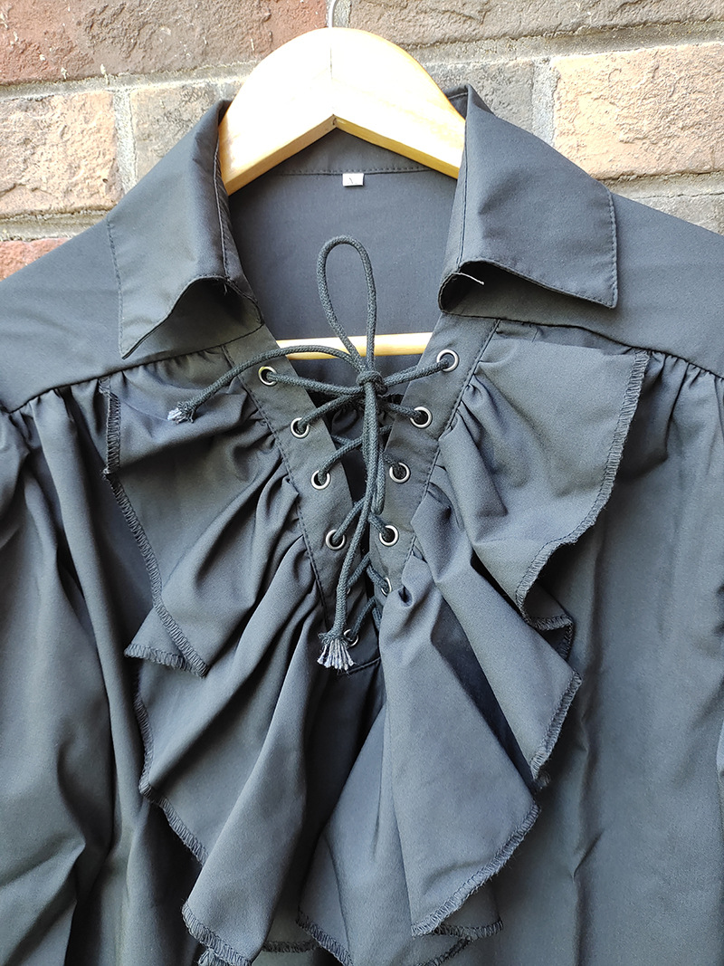 2020中世纪复古绑带衬衫男欧美复古蓬蓬袖上衣宫廷风舞台表演服