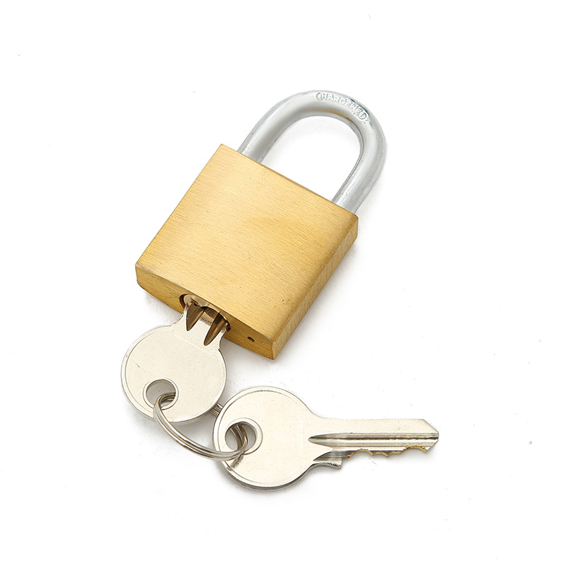 厂家批发30mm挂锁沙抛喷漆厚型铜挂锁家用柜子防盗一字锁直开锁