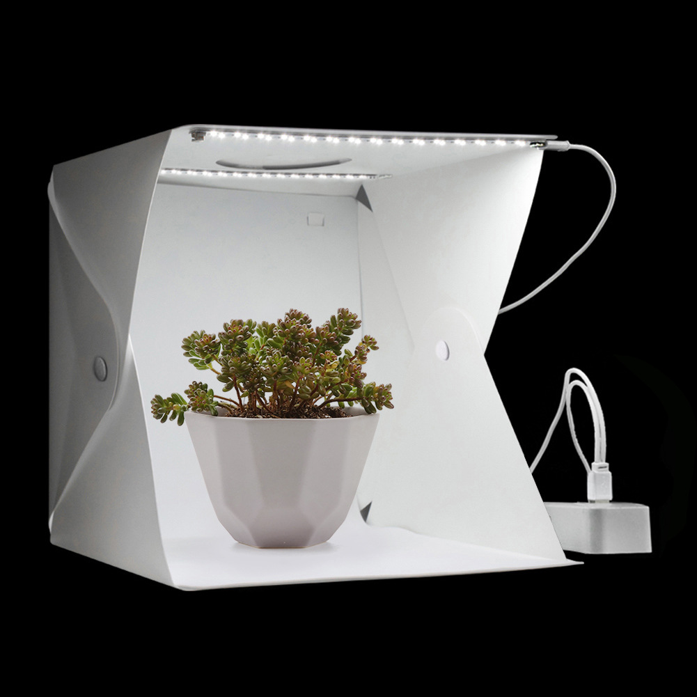 30cm双灯摄影棚 折叠摄影棚便携式拍照灯箱 2排led灯柔光箱