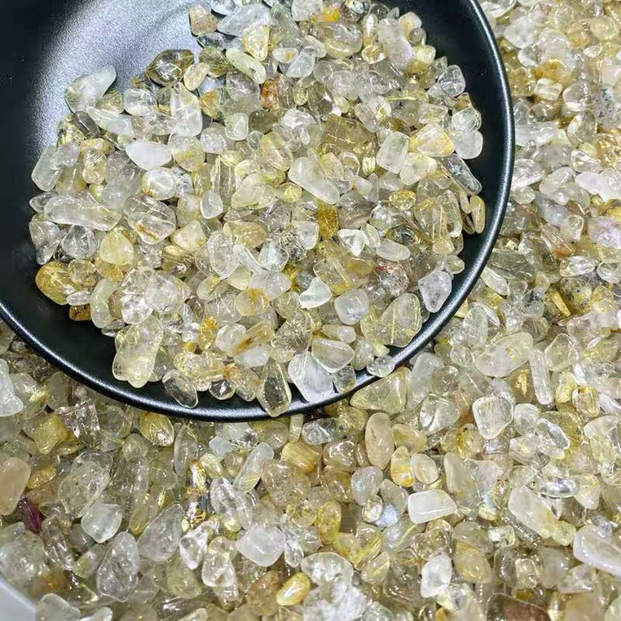 天然金发晶碎石水晶原石原矿手链装饰鱼缸装饰底石