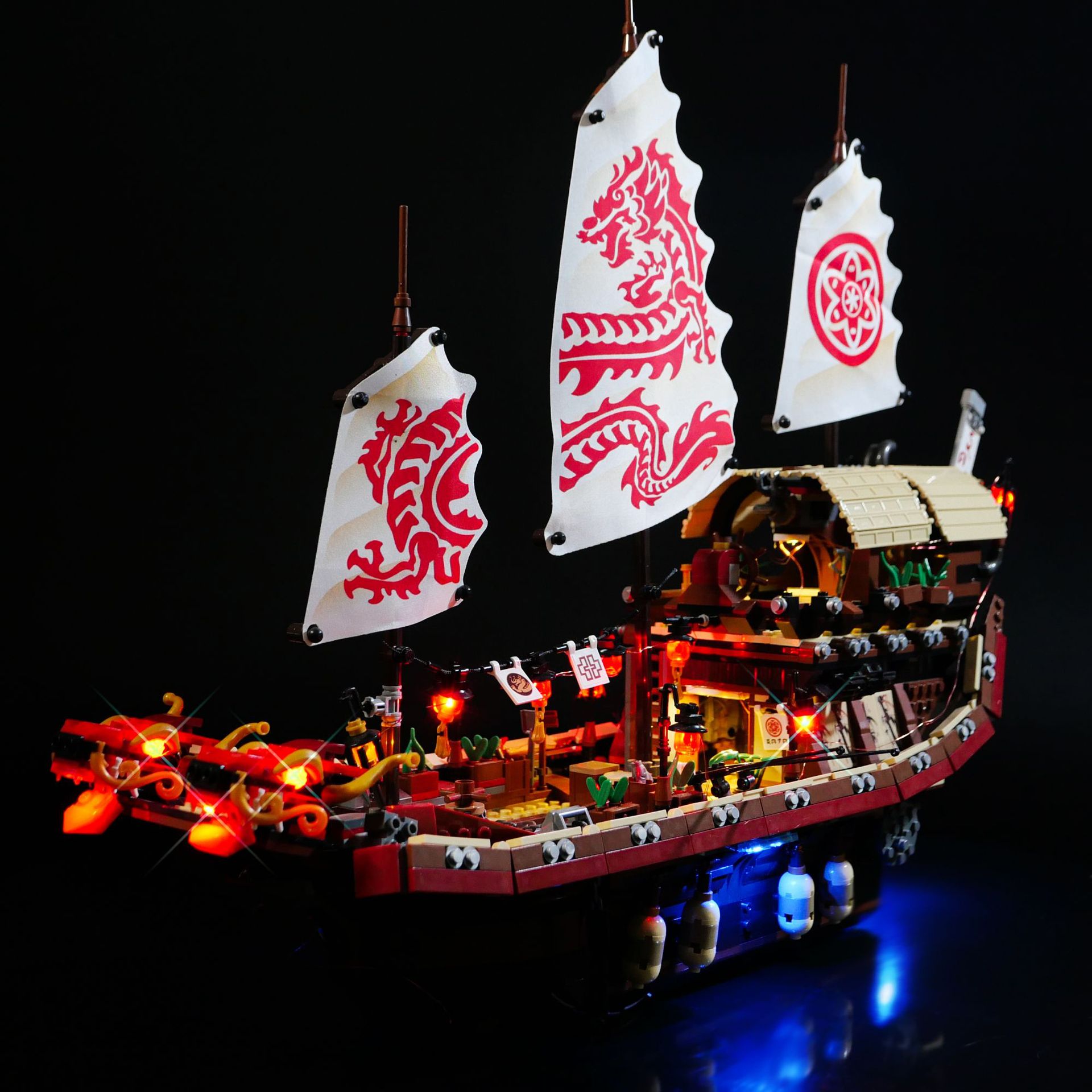 lp积木灯饰 兼容乐高幻影忍者70618新命运赏赐号龙船led灯光套件