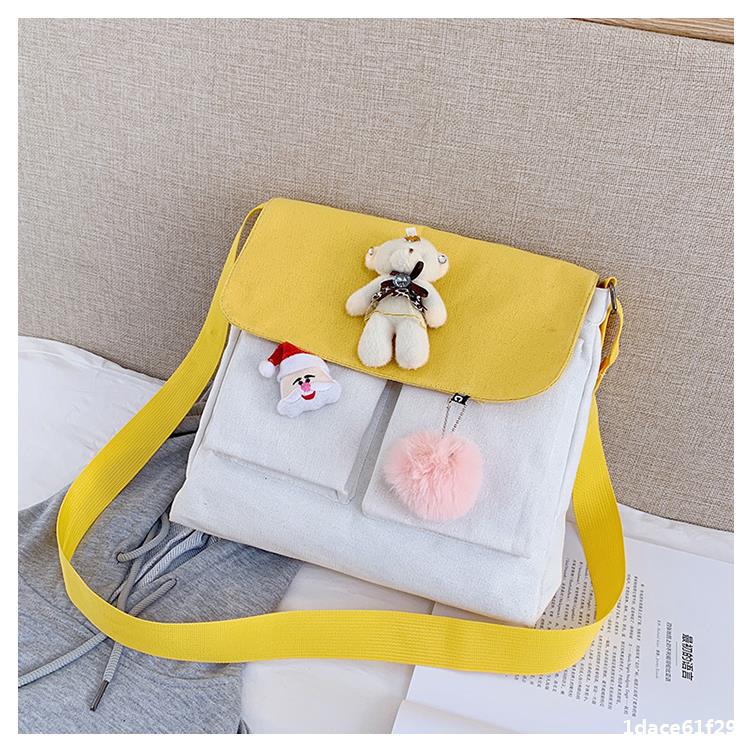 儿童斜挎单肩包小学生书包补习手提袋帆布袋女童辅导班补课上学包