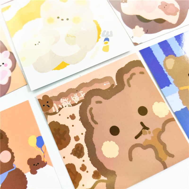 新款ins系列 日韩曲奇小熊卡通卡片 手账素材 拍照diy素材墙贴