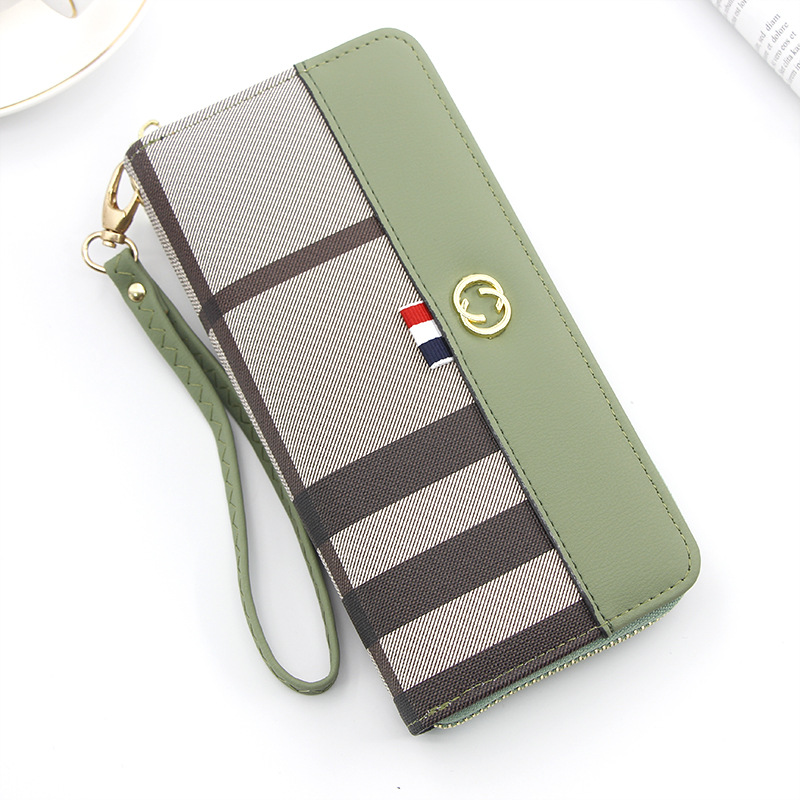 New Single-Pull Double Zipper Women's Wallet Long-Style Zipper Bag Fashion Striped Women's Clutch Phone Bag Wallet