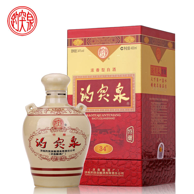 山东济南特产白酒 趵突泉34度 单瓶装