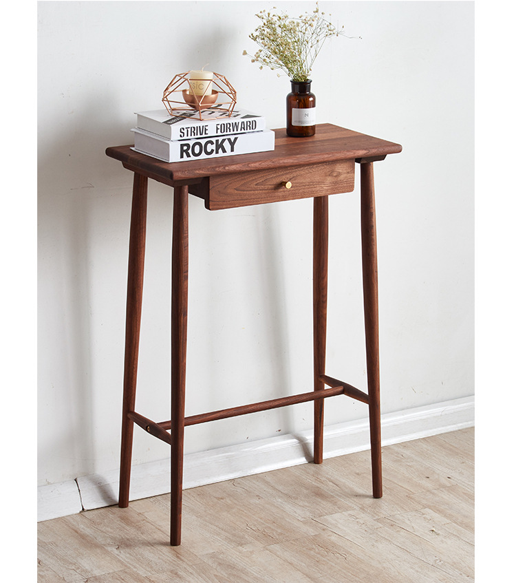 北欧玄关桌子实木橡木靠墙装饰长条入户墙边窄桌过道条案走廊柜